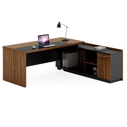 Professional right corner office desk Oscar walnut-anthracite 220x180x76cm