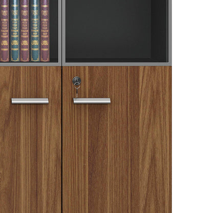 Professional bookcase Oscar with doors by glass walnut-anhracite color 80x40x200cm