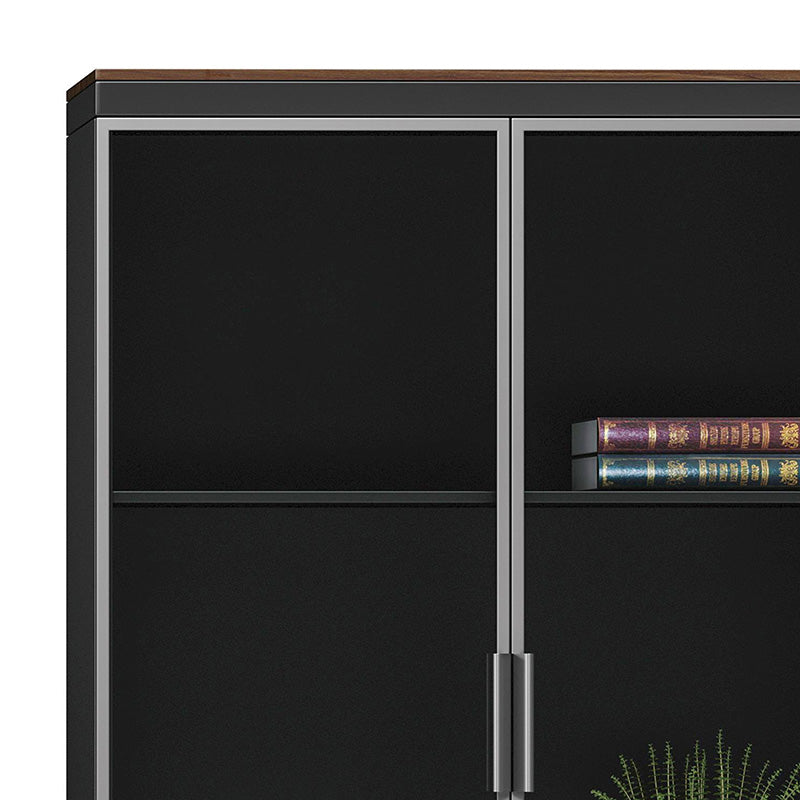 Professional bookcase Oscar with doors by glass walnut-anhracite color 80x40x200cm