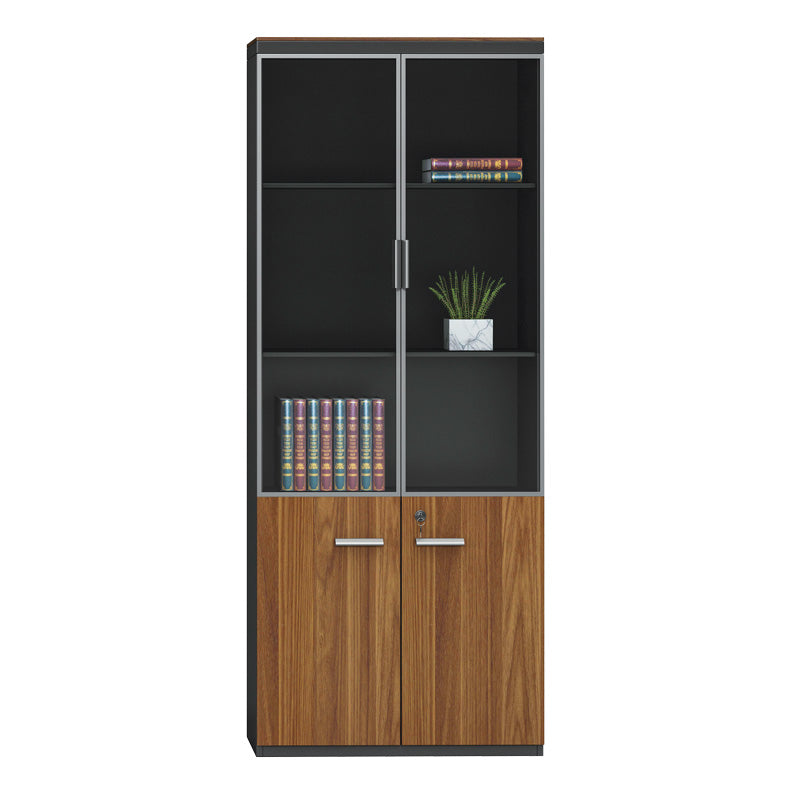 Professional bookcase Oscar with doors by glass walnut-anhracite color 80x40x200cm