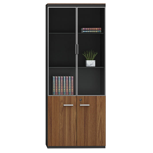 Bookcase Oscar pakoworld with doors by glass walnut-anhracite color 80x40x200cm