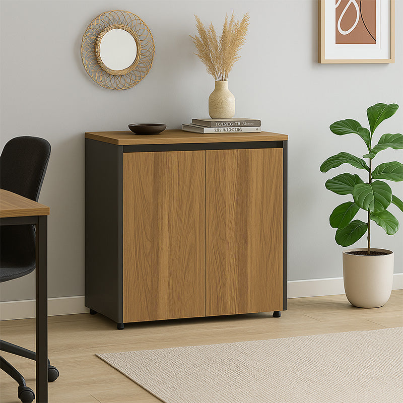 Professional low cabinet Oscar in walnut-anthracite color 80x40x80cm