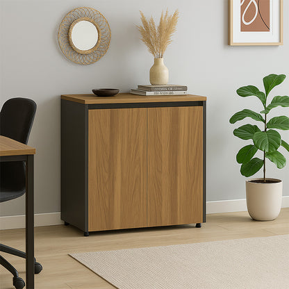 Professional low cabinet Oscar in walnut-anthracite color 80x40x80cm