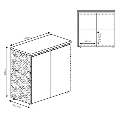 Low cabinet Oscar pakoworld in walnut-anthracite color 80x40x80cm