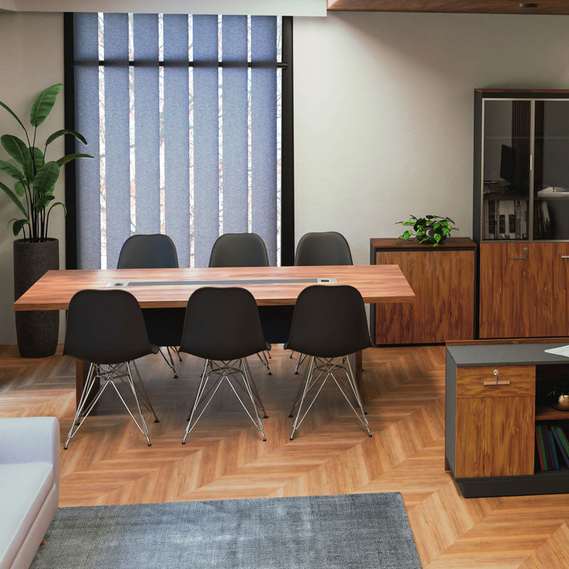Professional conference table Oscar 5cm walnut-anthracite 240x120x76cm