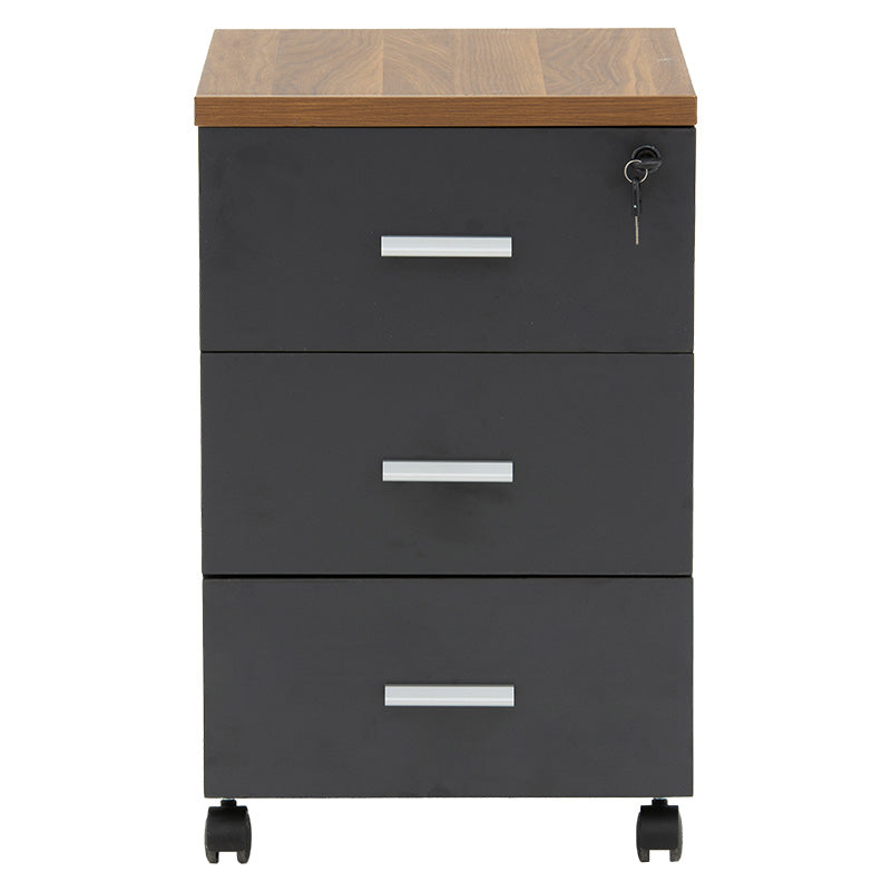 Chest of drawers on wheels Oscar pakoworld 3 drawers walnut-charcoal 40x48x63cm