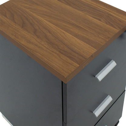 Chest of drawers on wheels Oscar pakoworld 3 drawers walnut-charcoal 40x48x63cm