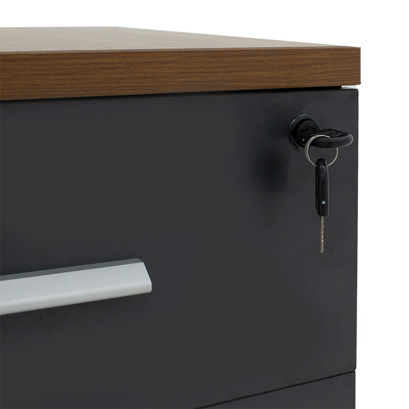 Chest of drawers on wheels Oscar pakoworld 3 drawers walnut-charcoal 40x48x63cm