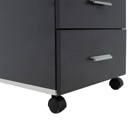 Chest of drawers on wheels Oscar pakoworld 3 drawers walnut-charcoal 40x48x63cm