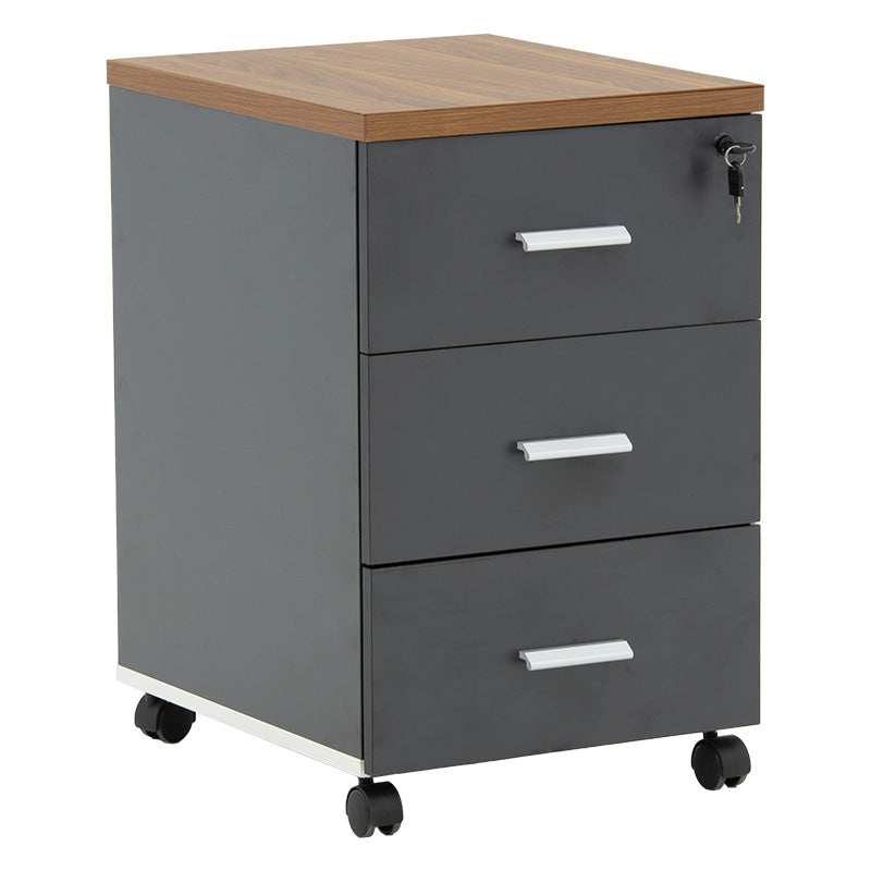 Chest of drawers on wheels Oscar pakoworld 3 drawers walnut-charcoal 40x48x63cm