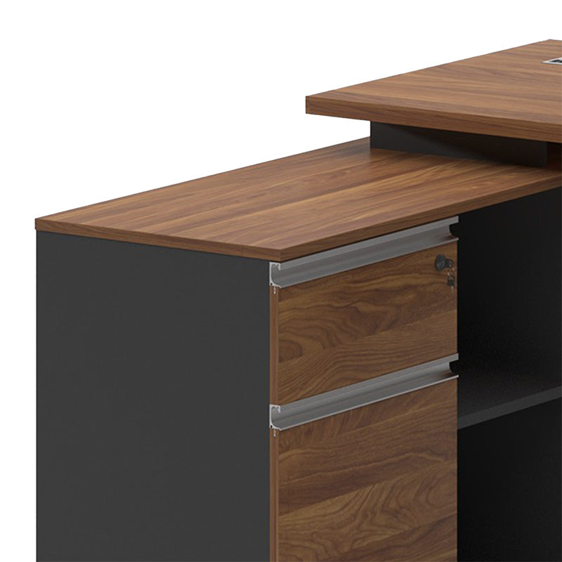 Professional left corner office desk Oscar walnut-anthracite 160x140x76cm
