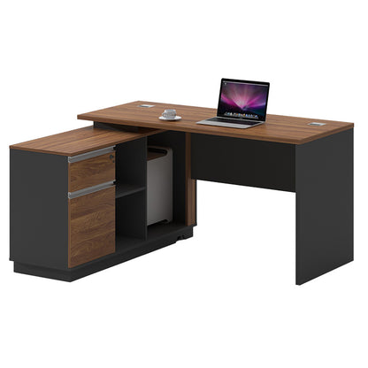 Professional left corner office desk Oscar walnut-anthracite 160x140x76cm