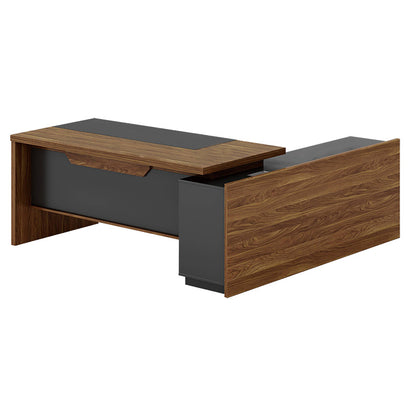 Professional left corner office desk Oscar walnut-anthracite 220x180x76cm
