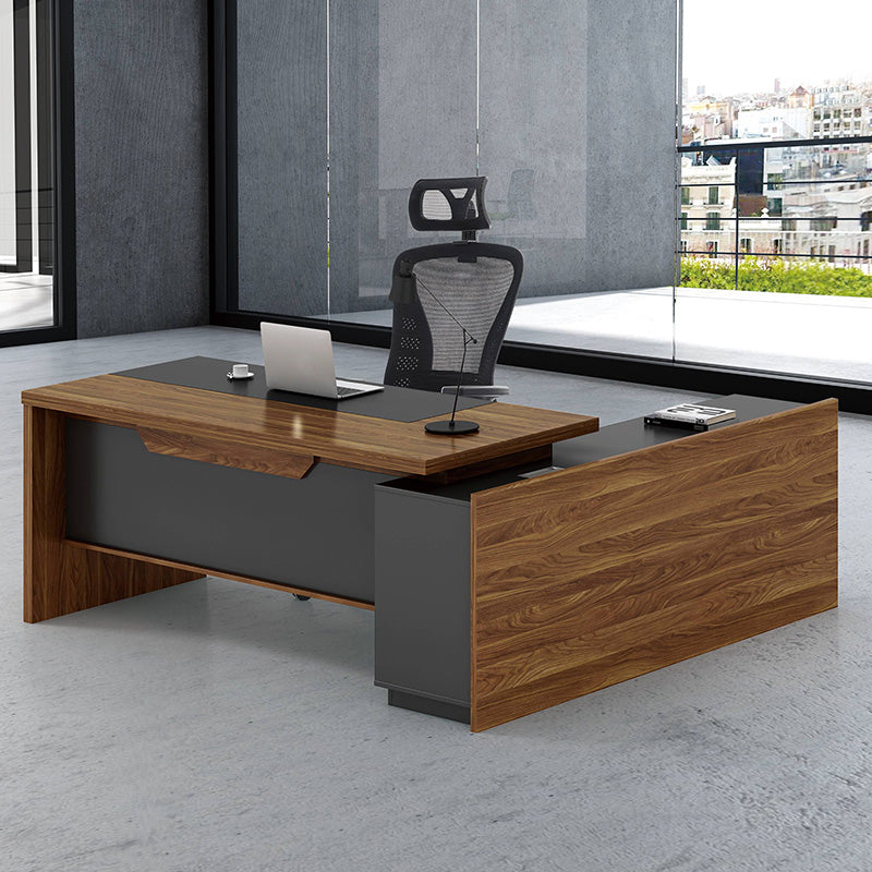 Left corner office desk Oscar pakoworld walnut-anthracite 200x180x76cm