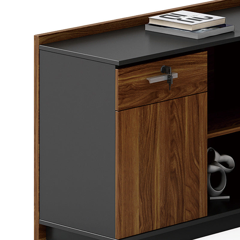 Professional left corner office desk Oscar walnut-anthracite 220x180x76cm