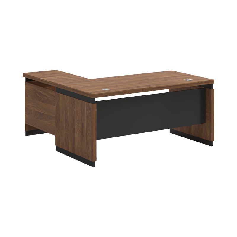 Professional reversible desk Oscar melamine in walnut-charcoal shade 200x180x76cm