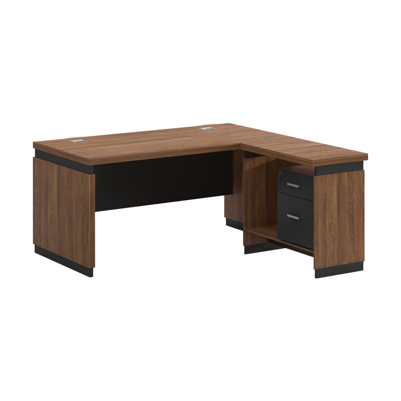 Professional reversible desk Oscar melamine in walnut-charcoal shade 200x180x76cm