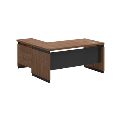 Professional reversible desk Oscar melamine in walnut-charcoal shade 160x160x76cm