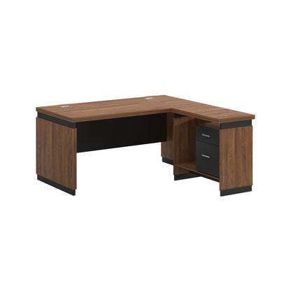 Professional reversible desk Oscar melamine in walnut-charcoal shade 160x160x76cm