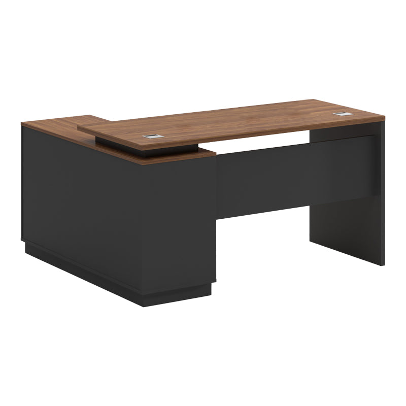 Professional desk with right corner Oscar melamine in walnut-anthracite shade140x120x76cm