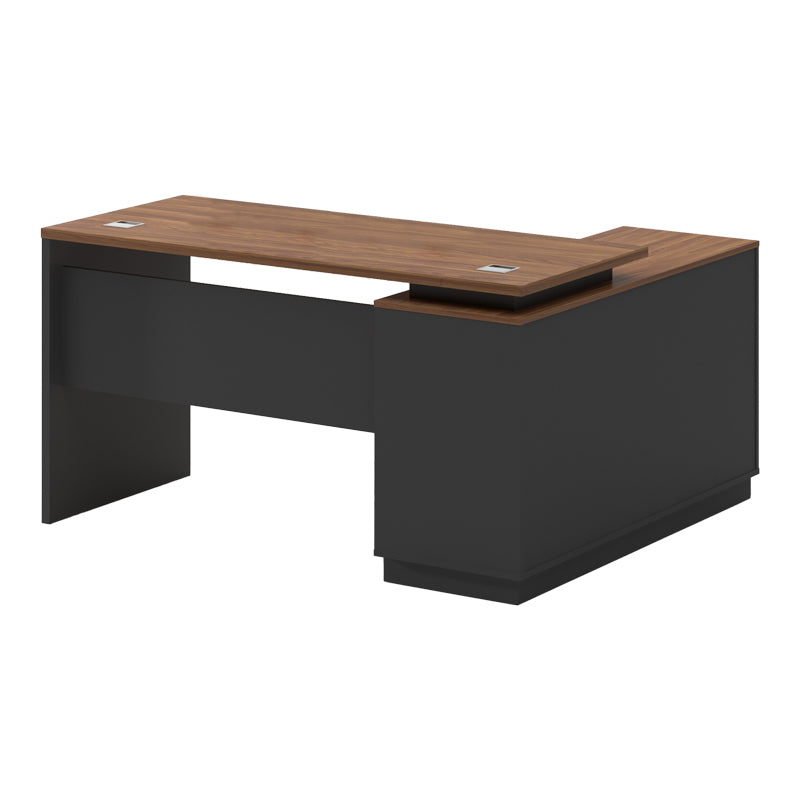 Professional desk with left corner Oscar melamine in walnut-anthracite 140x120x76cm