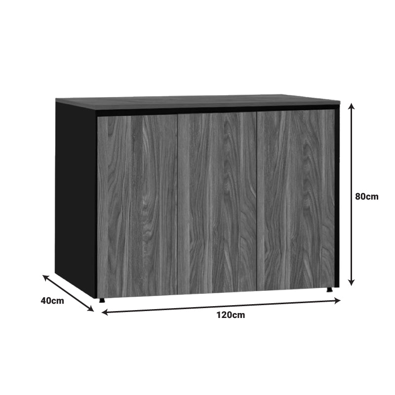 Professional office cabinet low professional Oscar melamine in walnut-charcoal shade 120x40x80cm