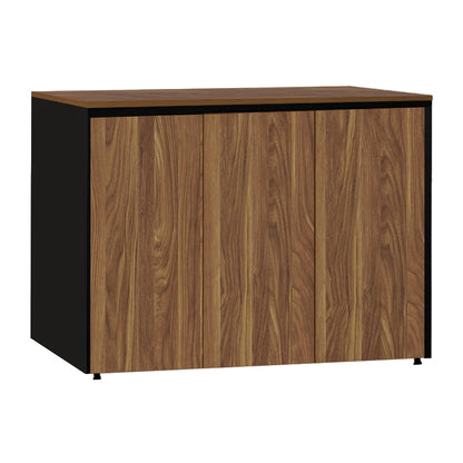 Office cabinet low professional Oscar pakoworld melamine in walnut-charcoal shade 120x40x80cm