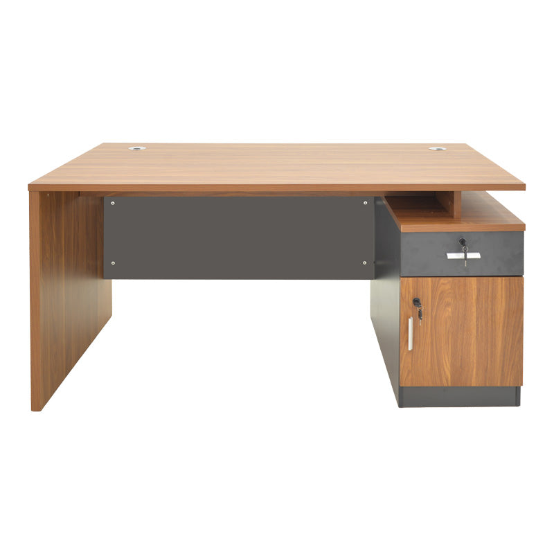 Professional office desk Oscar in walnut-dark grey color 180x90x76cm