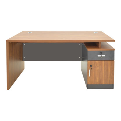 Professional office desk Oscar in walnut-dark grey color 180x90x76cm