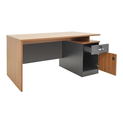 Professional office desk Oscar in walnut-dark grey color 180x90x76cm