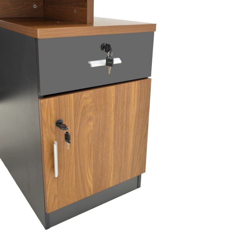 Professional office desk Oscar in walnut-dark grey color 180x90x76cm