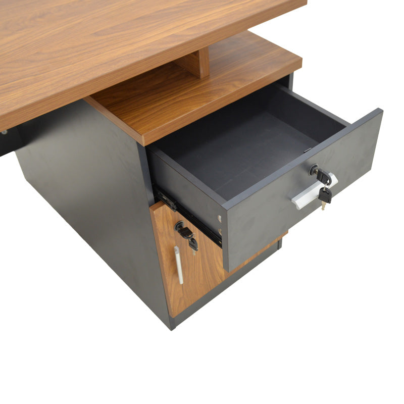 Professional office desk Oscar in walnut-dark grey color 180x90x76cm