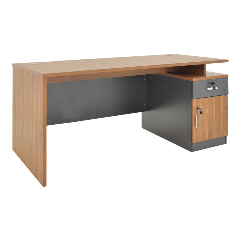 Professional office desk Oscar in walnut-dark grey color 180x90x76cm