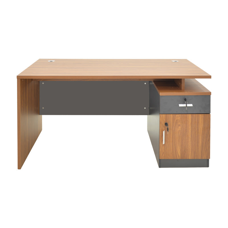 Professional office desk Oscar in walnut-dark grey color 150x80x76cm
