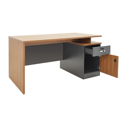 Professional office desk Oscar in walnut-dark grey color 150x80x76cm