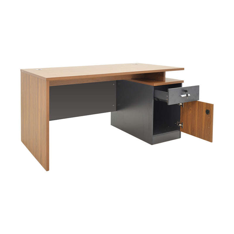Professional office desk Oscar in walnut-dark grey color 120x70x76cm