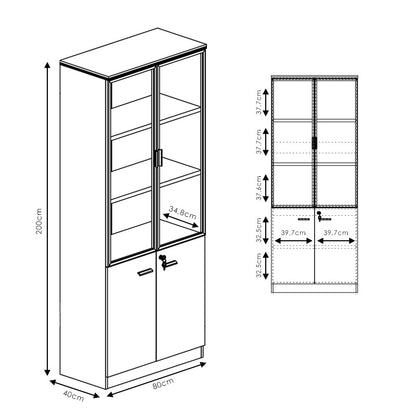 Professional office cabinets Oscar walnut-anthracite 160x40x200cm
