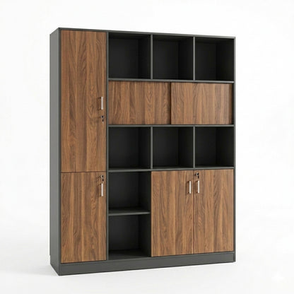 Professional bookcase Bokanza walnut-anthracite 160x40x200cm