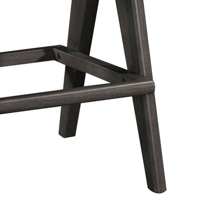 Bar stool Winslow pakoworld wood rubberwood black-pvc rattan natural-fabric gray 44.5x46x98cm