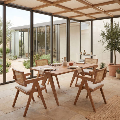 Dining set Winslow Ι set 5pieces rubberwood light walnut 160x85x75cm