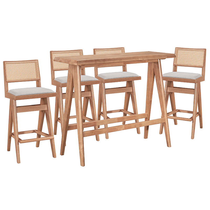 Dining bar set Winslow pakoworld set 5pieces rubberwood light walnut 120x45x100cm