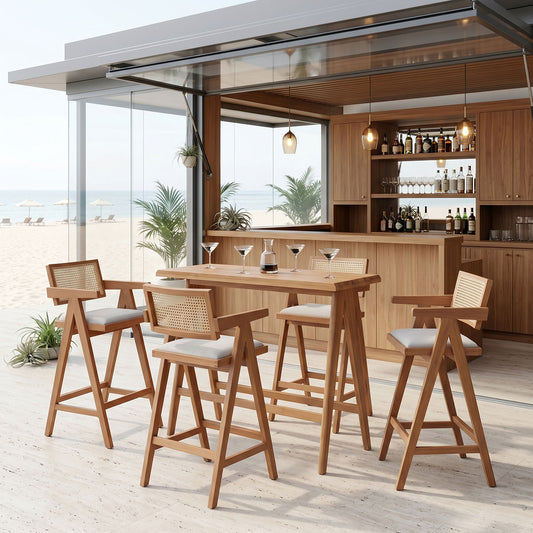 Dining set Winslow Ι set 5pieces rubberwood light walnut 120x45x100cm
