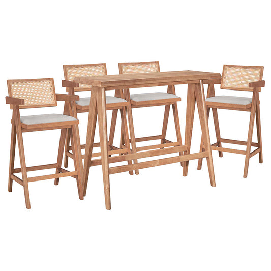 Dining set Winslow Ι pakoworld set 5pieces rubberwood light walnut 120x45x100cm