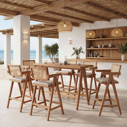 Dining set Winslow Ι set 7pieces rubberwood light walnut 120x45x100cm