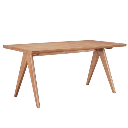 Winslow dining table set of 7 rubberwood in light walnut shade 160x85x75cm