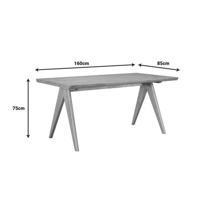 Winslow dining table set of 7 rubberwood in light walnut shade 160x85x75cm