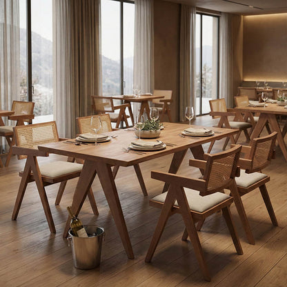 Winslow rubberwood table in light walnut color 180x85x75cm