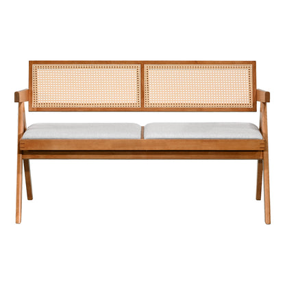Winslow rubberwood 2-seater sofa in light walnut color-light grey fabric 130x60x77.5cm