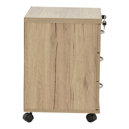 Office chest of drawers on casters professional Anze pakoworld natural melamine 48x38x53cm