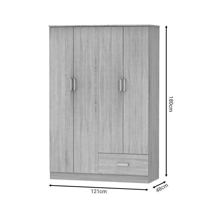 Four-leaf wardrobe Karter pakoworld sonoma melamine 121x48x180cm